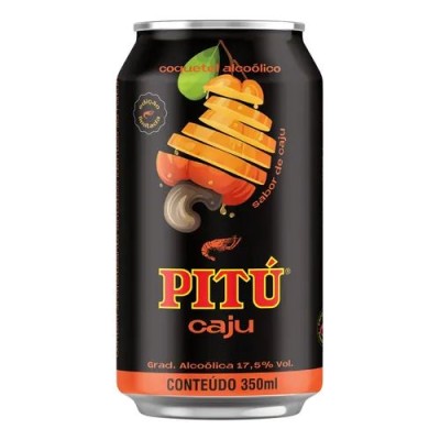 AGUARDENTE PITU CAJU LATA 350 ML  C/12
