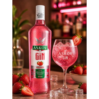 ASKOV GIN MORANGO 900ML - DG Distribuidora