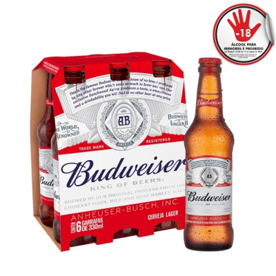 CERVEJA BUDWEISER 330ML LONG CX C/ 6 - DG Distribuidora