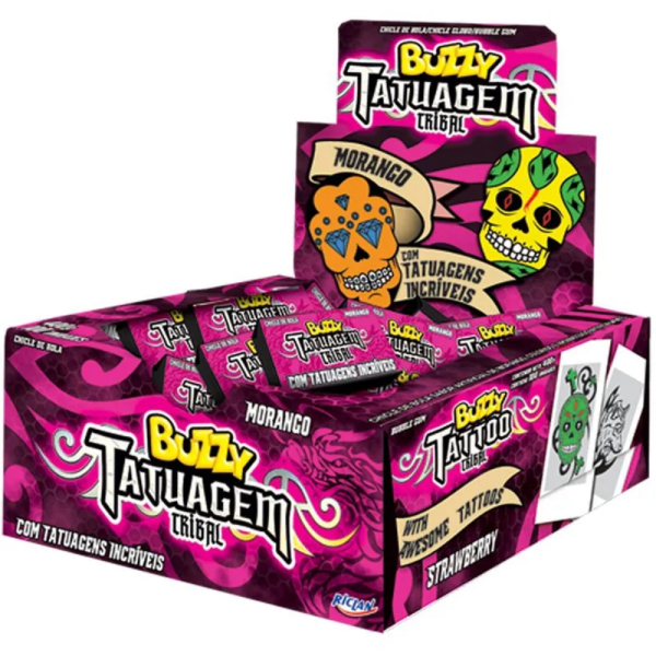 CHICLE BUZZY TATOO MORANGO C/ 100