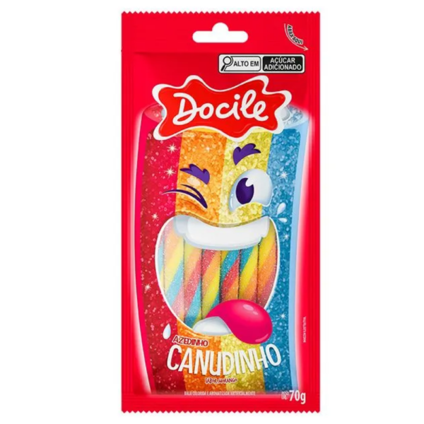 DOCILE  CANUDINHO AZEDINHO COLORIDO MORANGO 70G