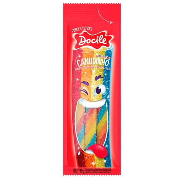 DOCILE CANUDINHO AZEDINHO MORANGO  COLORIDO 15G CX 12