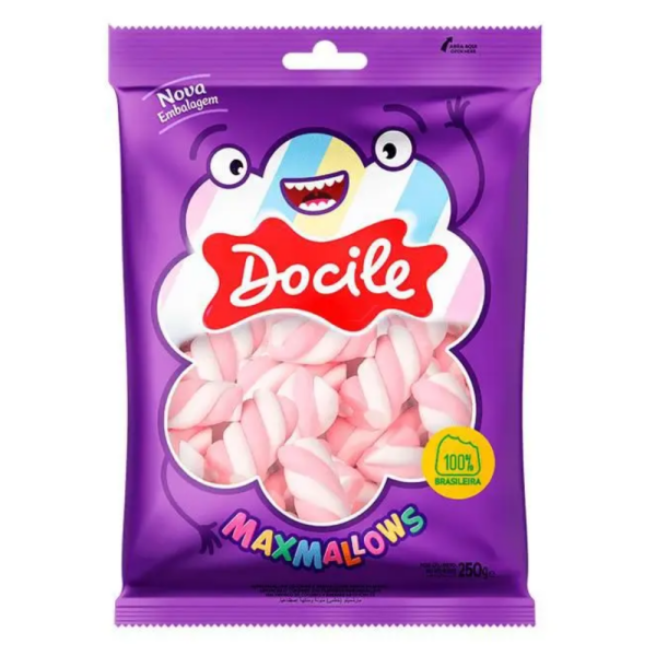 DOCILE MARSHMALLOW TWIST ROSA/BRANCO BAUNILHA 250G