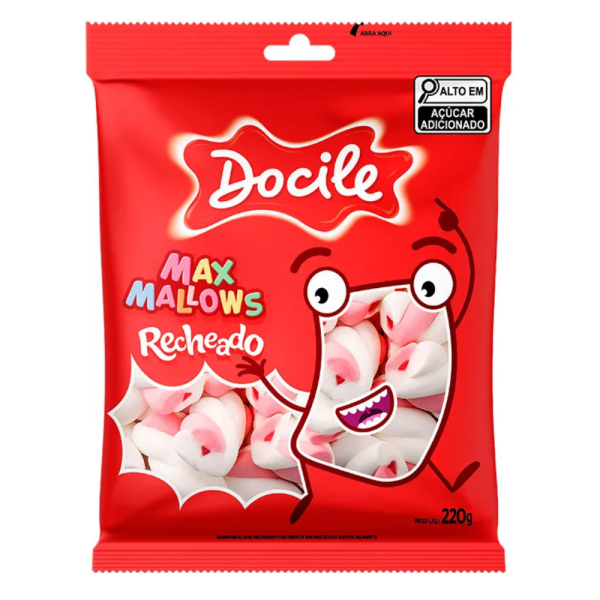 DOCILE MARSHMALLOW TWIST ROSA/BRANCO BAUNILHAC/MORANGO 220G