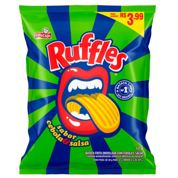 SALGADINHO RUFFLES  CEBOLA E SALSA  32G