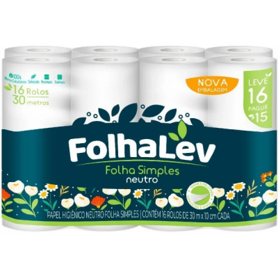 PAPEL HIG FOLHALEV FS 30M PCT  C/16 NEUTRO - DG Distribui...