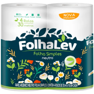 PAPEL HIG FOLHALEV FS 30M PCT 4 UND NEUTRO - DG Distribui...