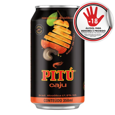 AGUARDENTE PITU CAJU LATA 350 ML  C/12