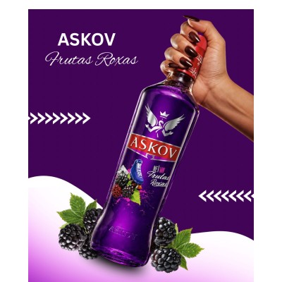 VODKA ASKOV  FRUTAS ROXAS  900ML - DG Distribuidora